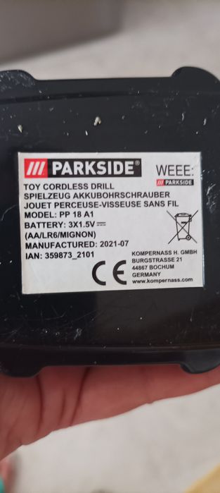 Réplica de Aparafusadora Parkside de criança