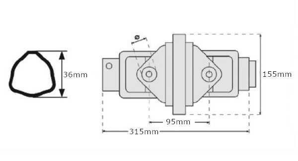 Przegub dwukrzyżakowy szerokokątny wałka WOM 23.8x91 / 27x74.6mm