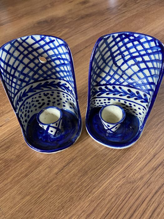 2 Francuskie ceramiczne swieczniki