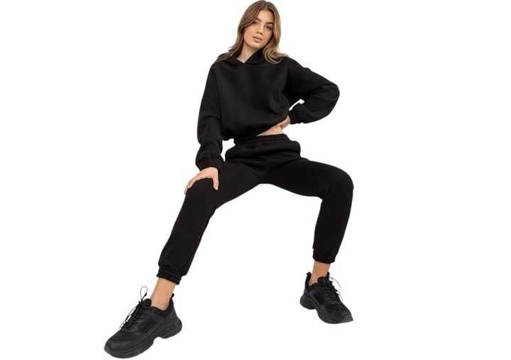 Komplet dresowy damski czarny spodnie + bluza r.S wysyłka24h