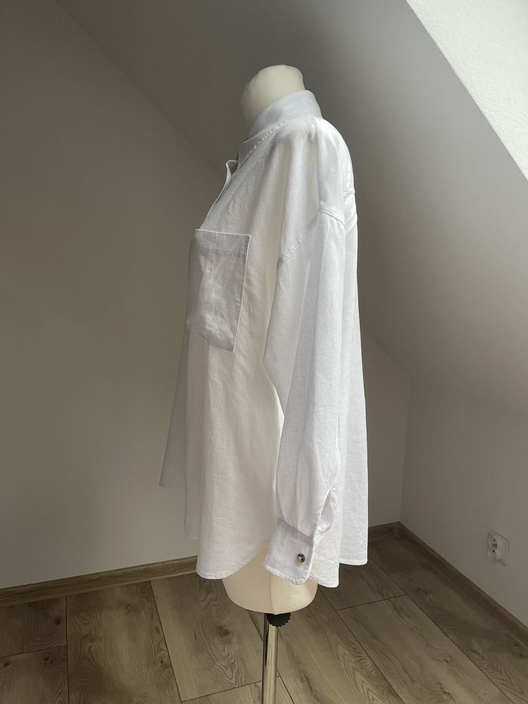 Biała koszula len+wiskoza F&F r.36