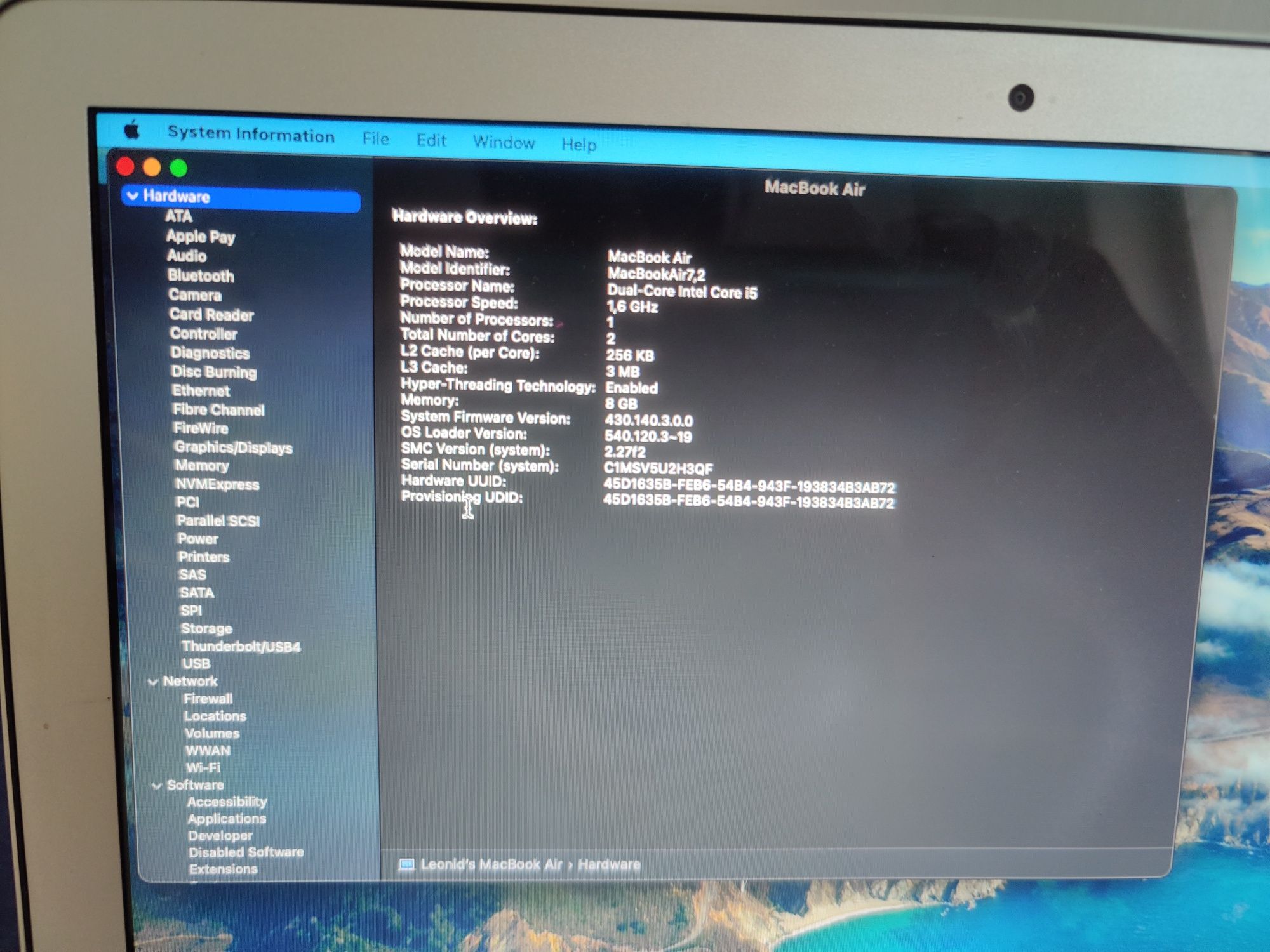 MacBook Air 13 (i5, 8gb, 256 gb)