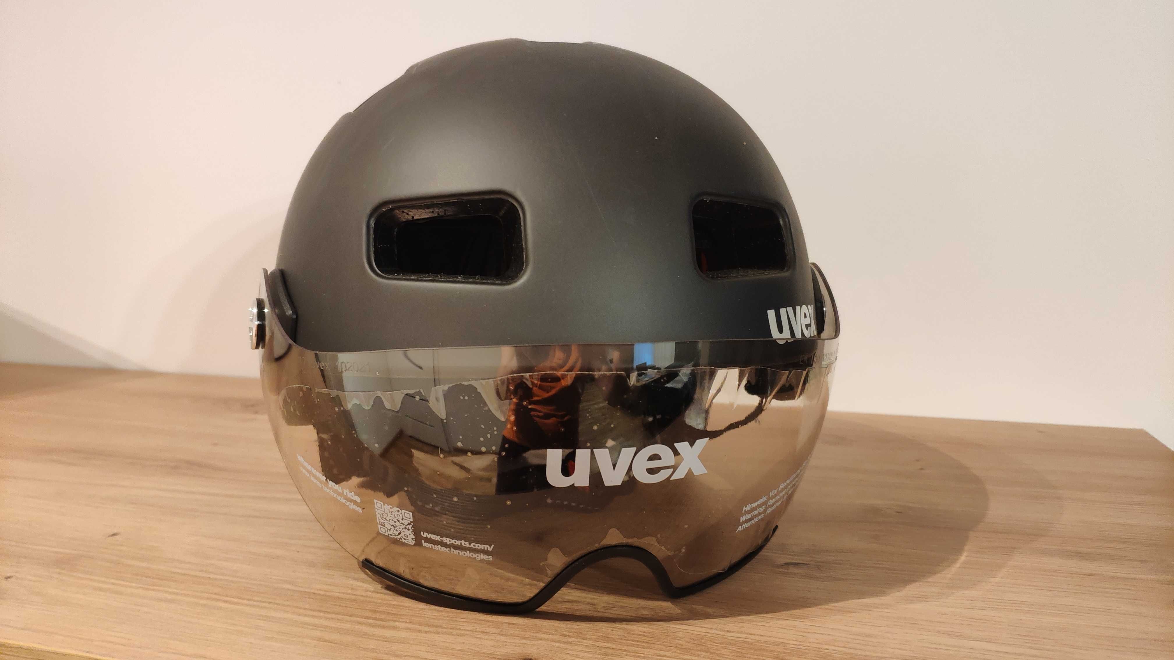 Kask rowerowy UVEX Rush Visor (rozmiar 55-58cm), czarny mat (NOWY)