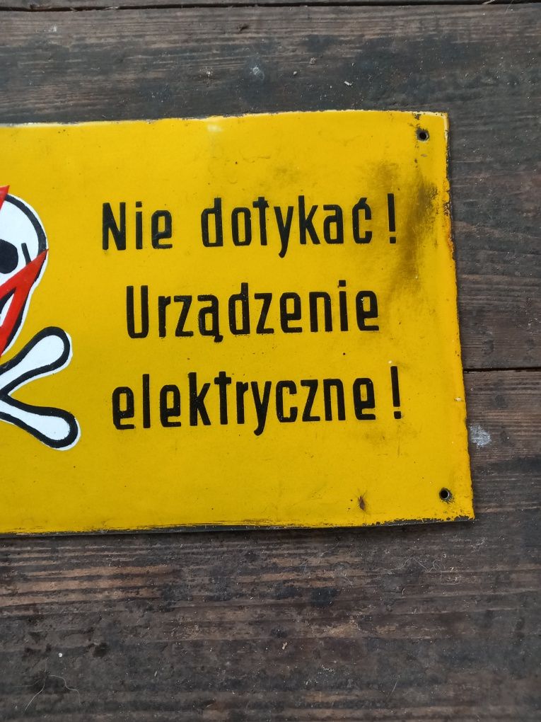 Nie Dotykać Urządzenie elektryczne PRL tablica emalia