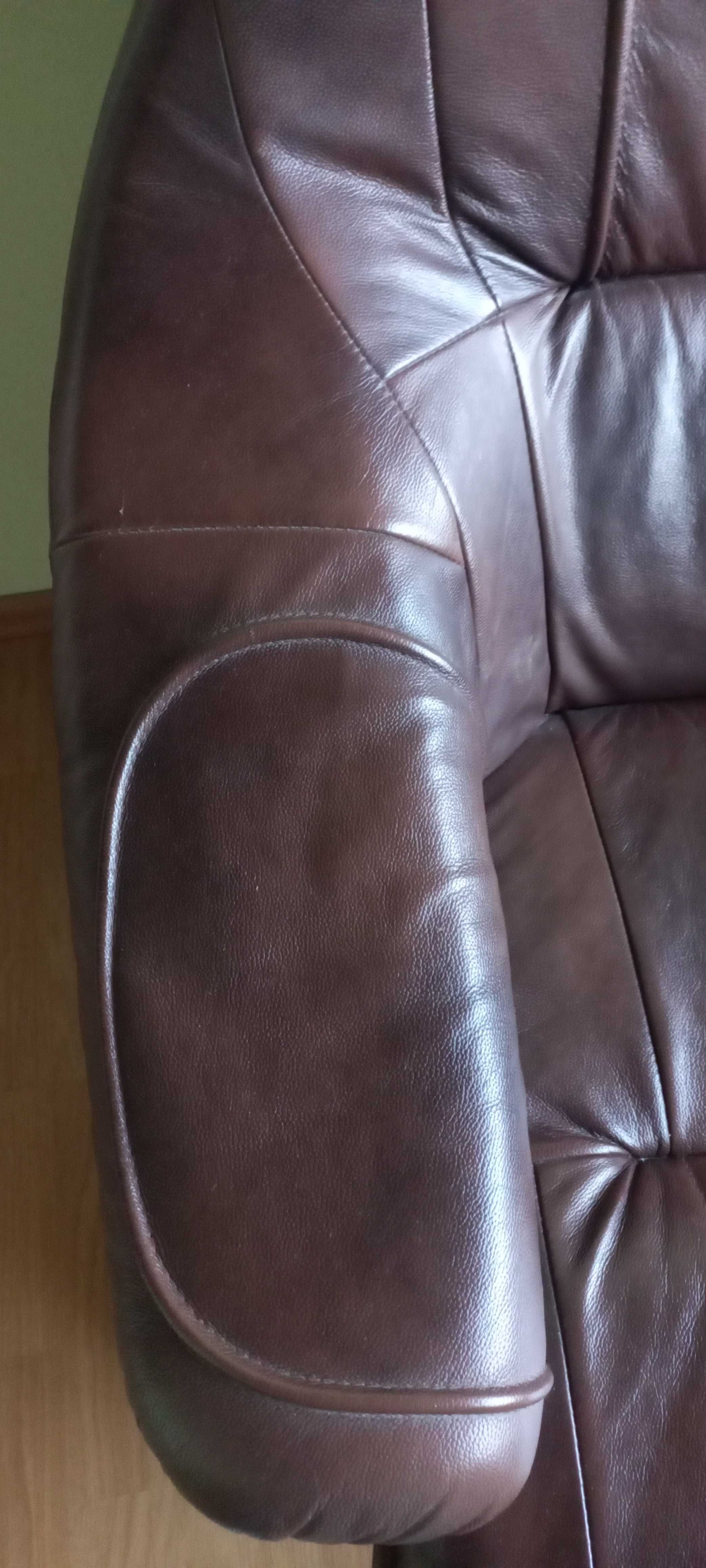 Komplet mebli skórzanych (sofa z funkcją spania, dwa fotele)