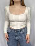 Kremowa bluzka crop top z długim rękawem gorsetowa H&M xs nowa
