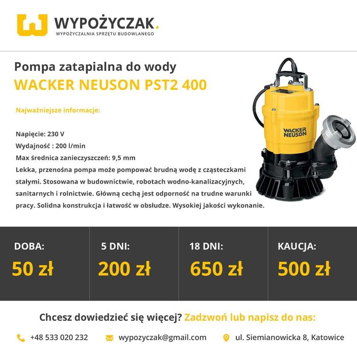 Pompa spalinowa do wody brudnej / motopompa szlamowa - WYNAJEM
