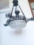 Lampa żyrandol  kryształ loft PRL stalowa czarna SUPER