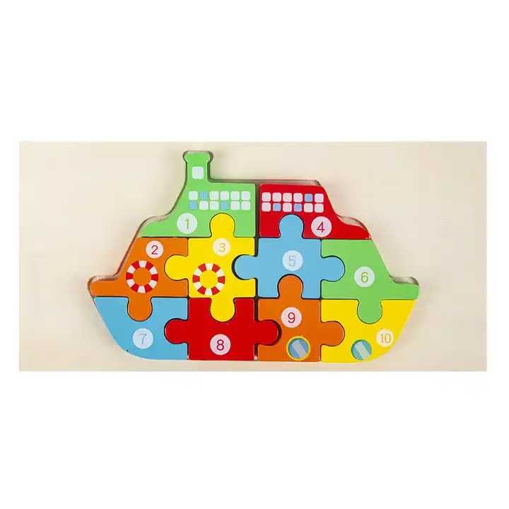 Puzzle drewniane 3D montessori - Statek