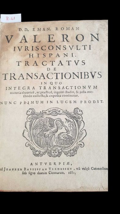 Livro - Valeron iuris consulti Hispani tractatus de transactionibus