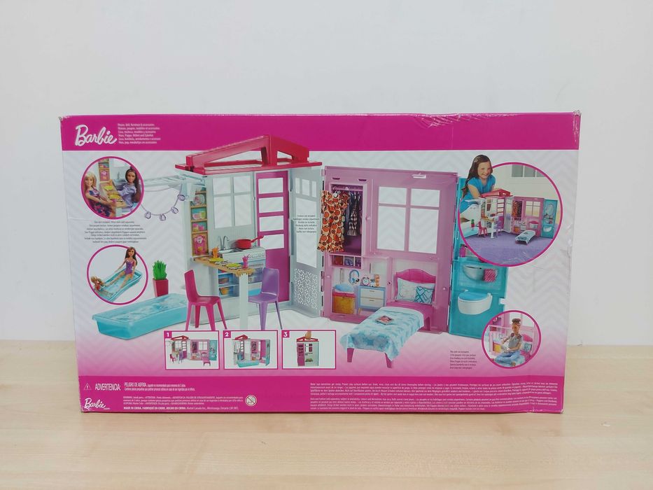 BARBIE przytulny domek dla lalek + akcesoria FXG54  F