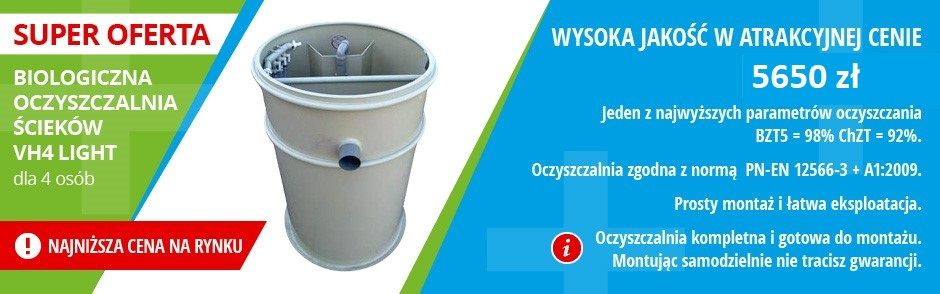 Biologiczna Przydomowa Oczyszczalnia Ścieków VH4L dla 4 osób