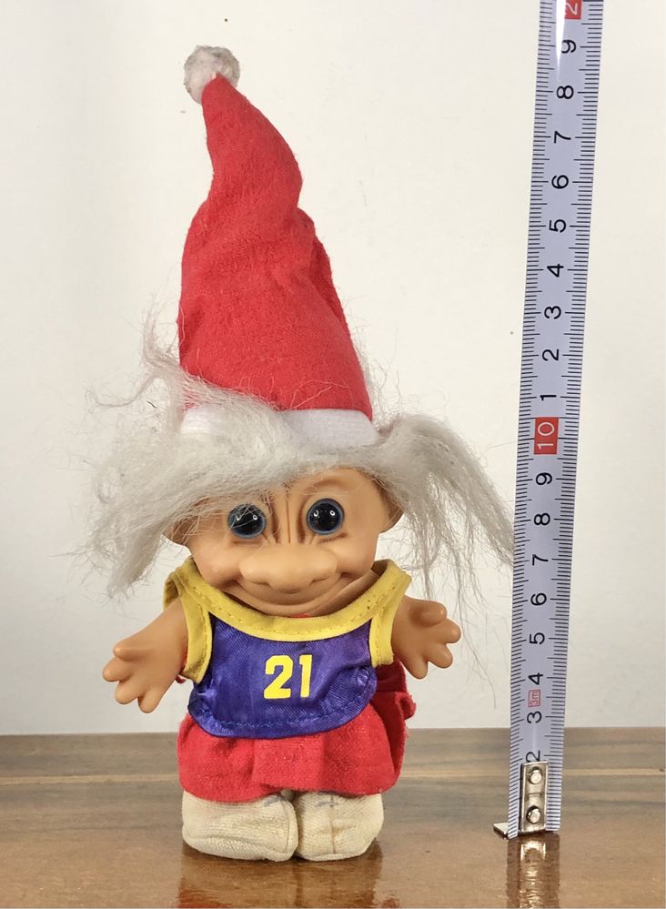 Oryginalny Troll Mikołaj Koszykarz figurka Russ Berrie retro zabawka