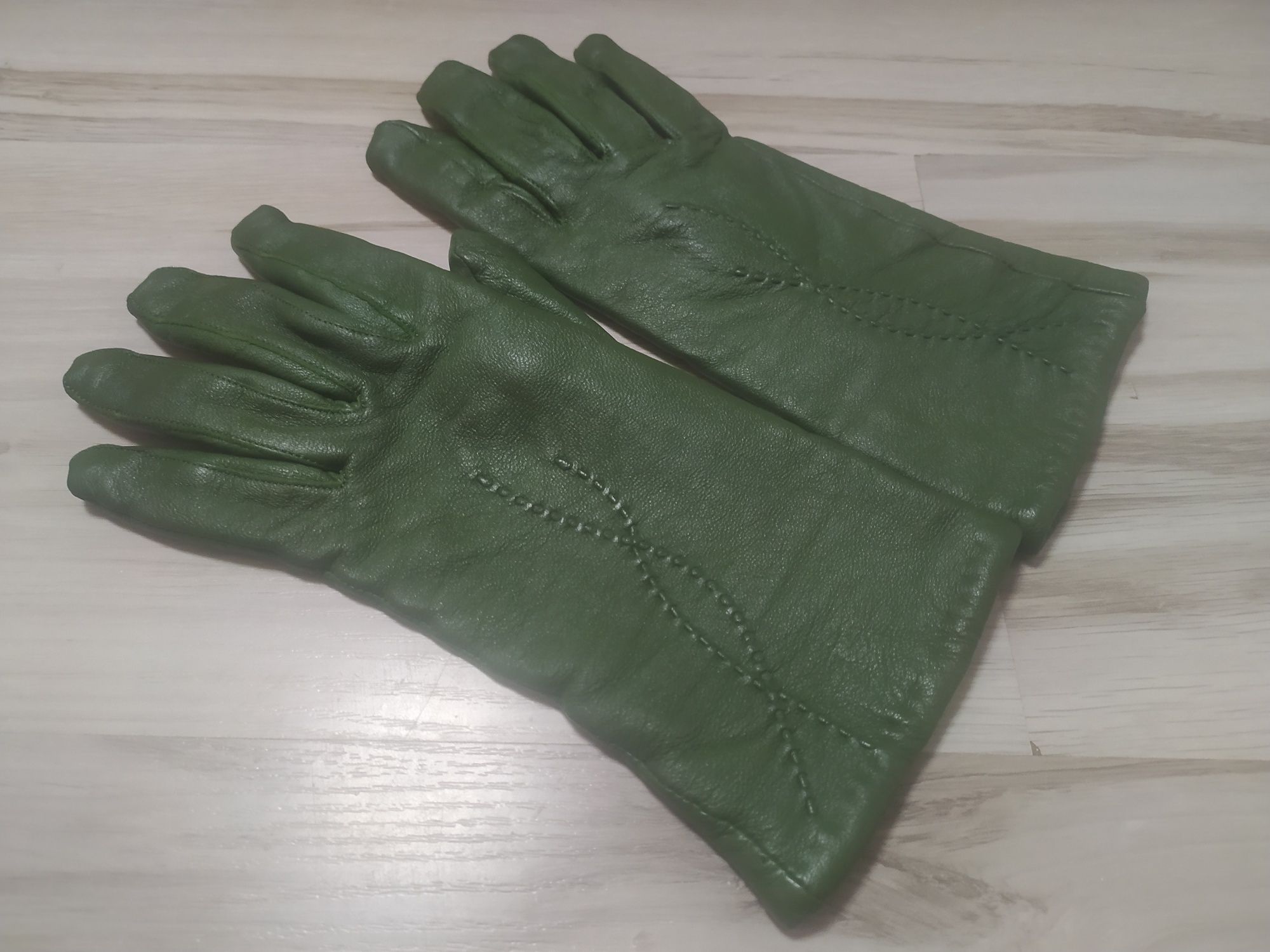 Rękawiczki skórzane damskie z podszyciem - rozmiar 7.5