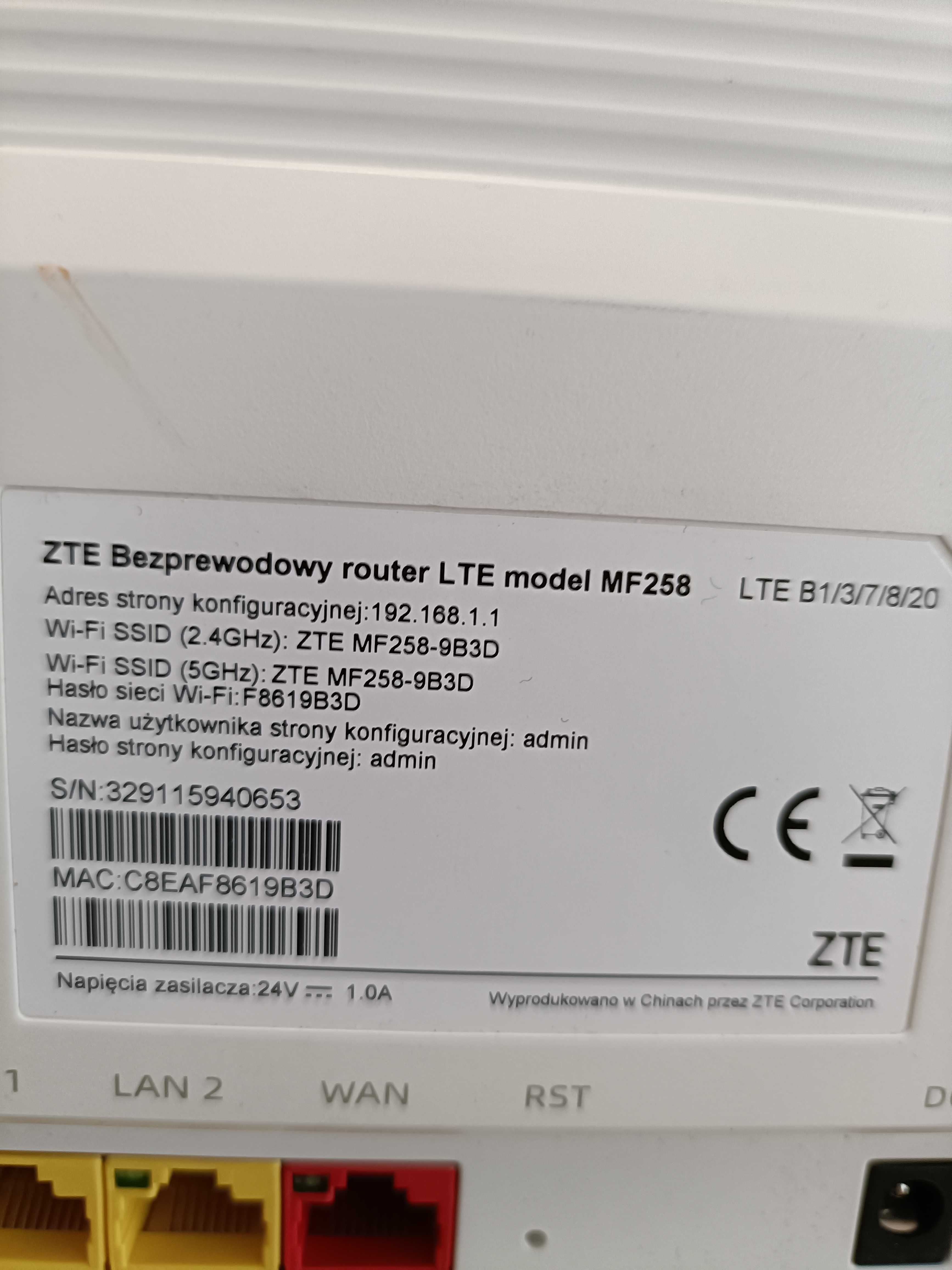 ZTE Bezprzewodowy router LTE model MF258