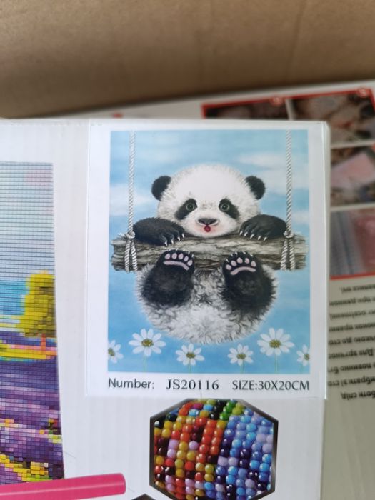 Алмазна мозаїка картина на підрамнику 20 на 30 см панда ведмежа