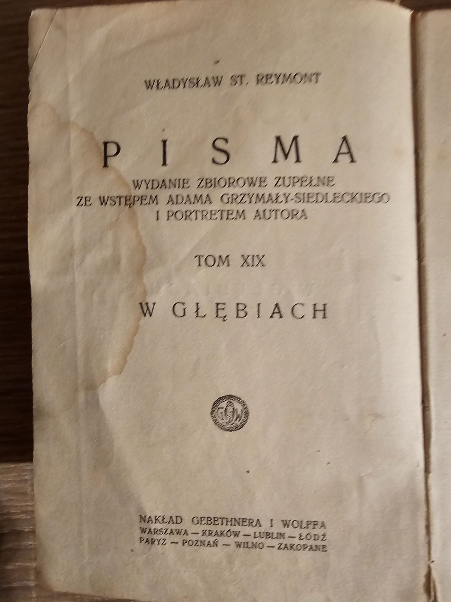 Pisma w głębinach książka prawie 100-letnia antyk