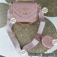 Torebka damska listonoszka torba pudrowa Louis Vuitton LV pudrowy róż