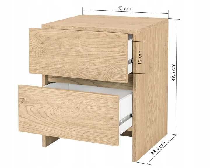 Stolik nocny ESSENZIO dąb Cremona – szafka nocna z dwiema szufladami