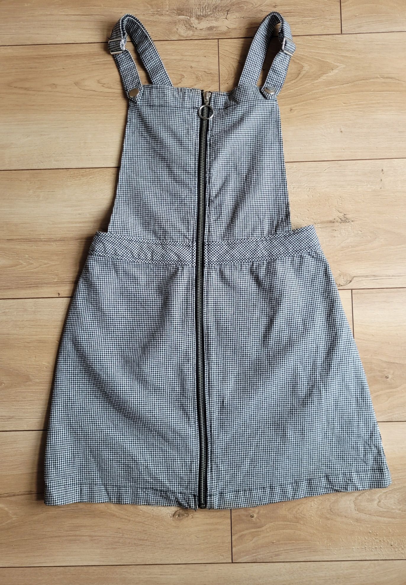 Sukienka na szelkach  drobna pepitka  H&M roz 34/XS/6