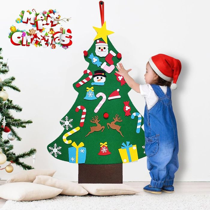 Choinka Ze Zdejmowanymi Ozdobami z Filcu DIY Świąteczna Dekoracja