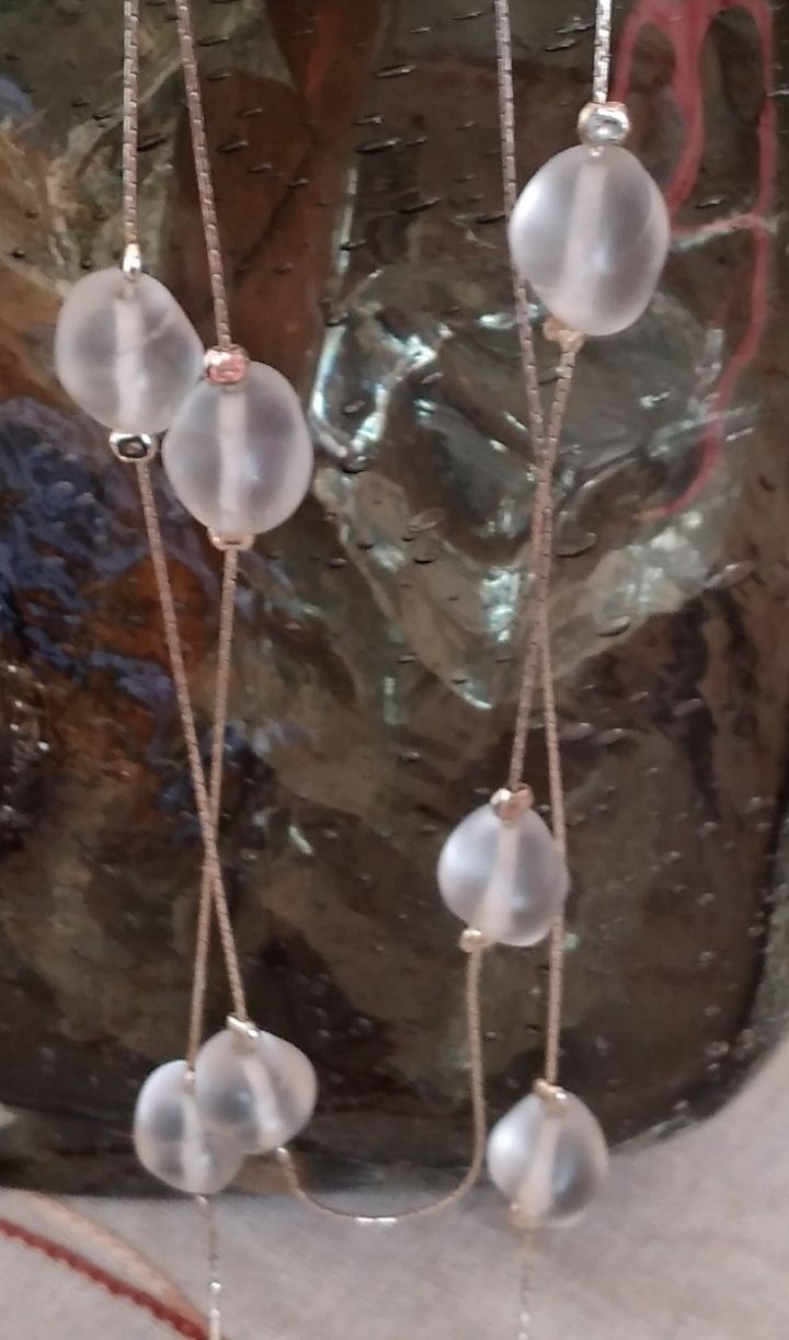 Colar de prata com peças de cristal de quartzo