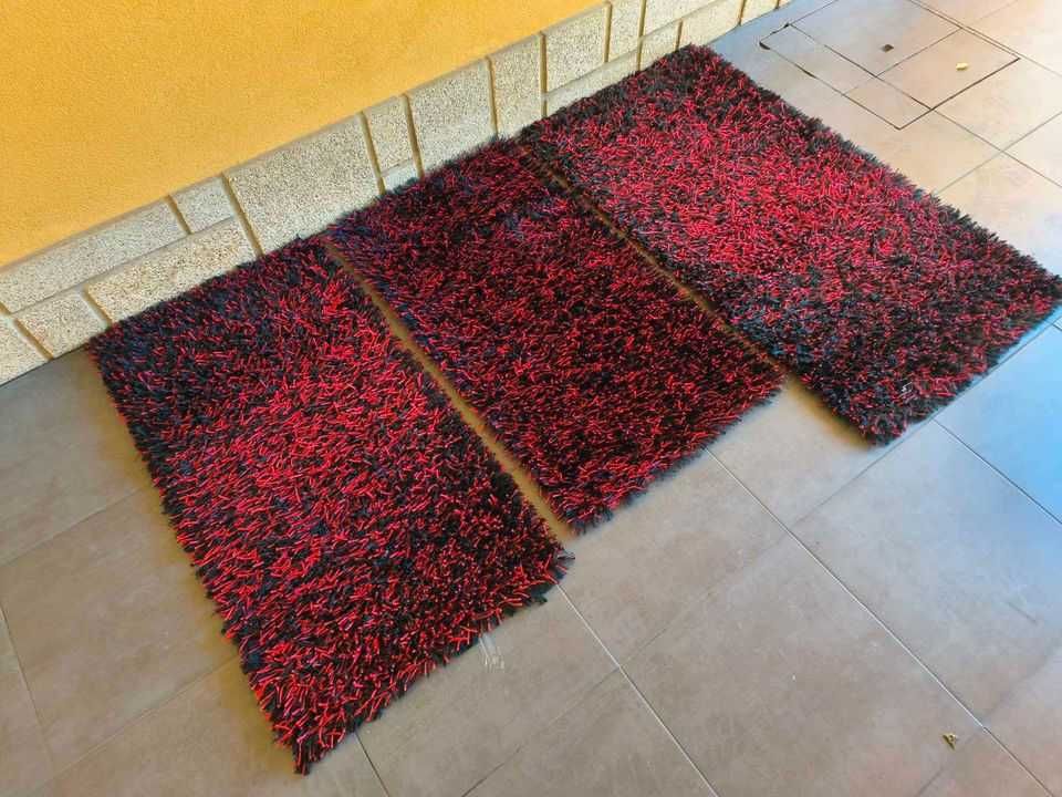 Conjunto 3 Tapetes Preto e Azul ou Preto e Vermelho