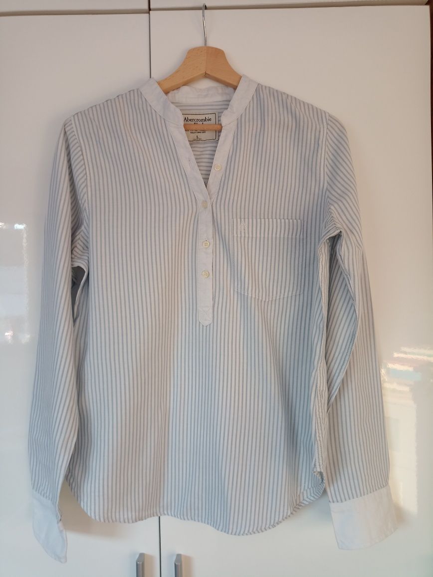 Abercrombie & Fitch bluzka koszulowa L 40 paski bawełna