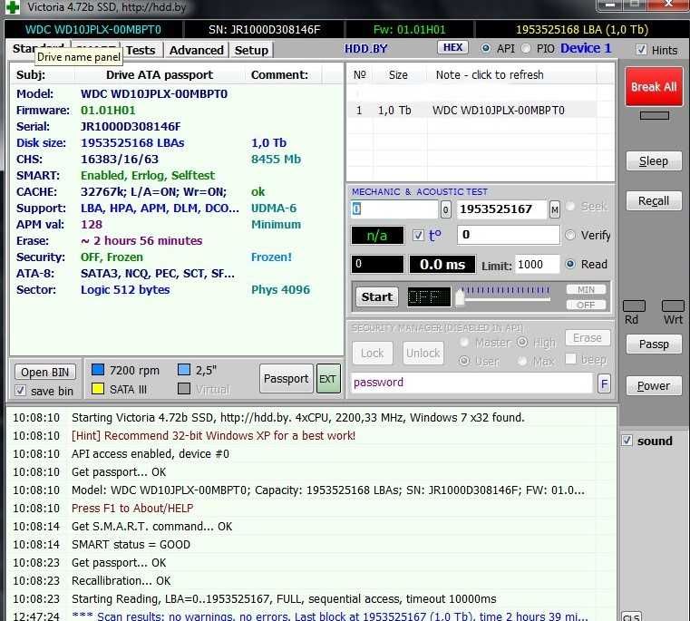 Вінчестер диск 2,5" (ноут.) 1Tb SATA3 Western Digital WD10JPLX-00MBPT0