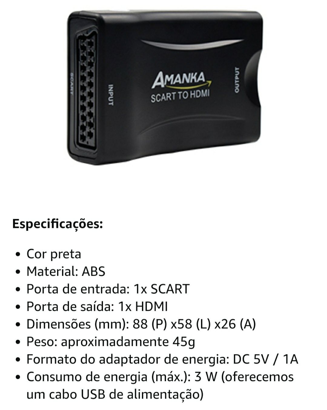 AMANKA SCART para conversor de HDMI 1080P SCART para adaptador HDMI