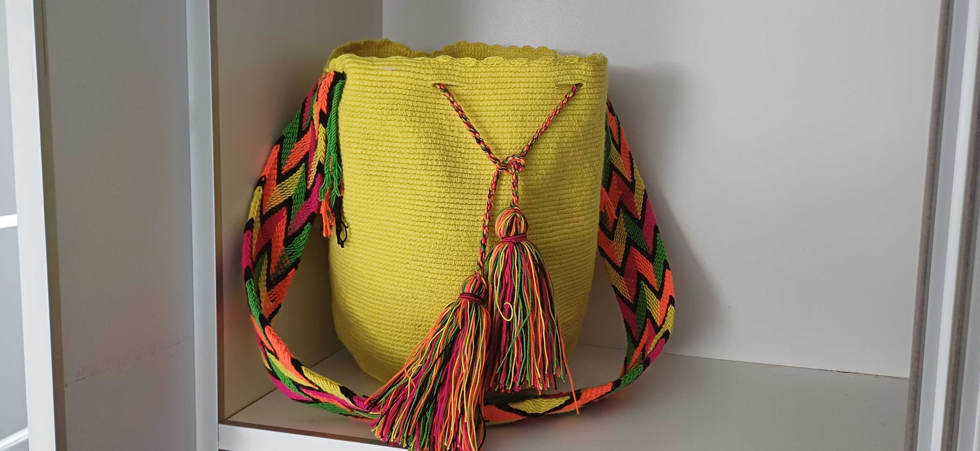 Oryginalna Kolumbijska torebka Wayuu ŻÓŁTA/La Flor de Cali/Boho/Nowa
