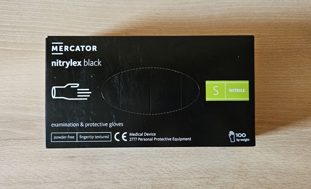 Nowe czarne rękawiczki nitrylowe Mercator 100 szt