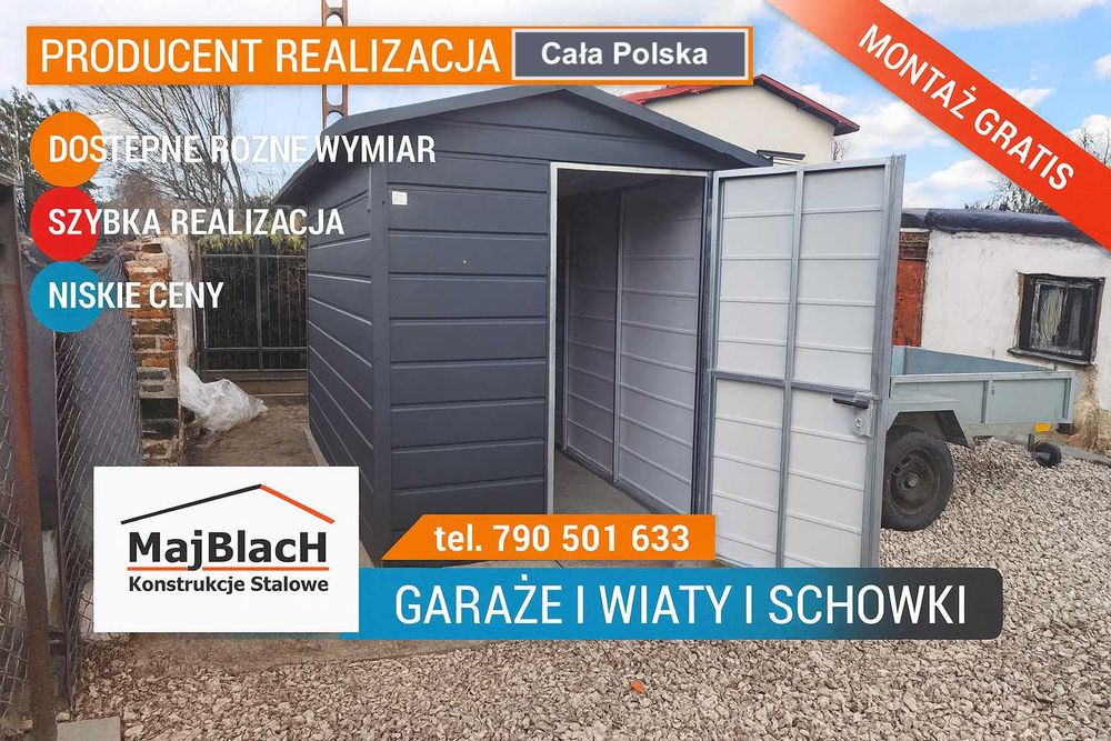 MAŁY GRAFITOWY Garaż Blaszany Na narzędzia Schowek Ogród - Maj-Blach