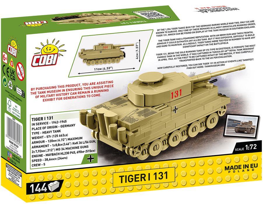 Klocki Cobi 3095 Czołg Tiger I 131 Hc Ww2 144 El.
