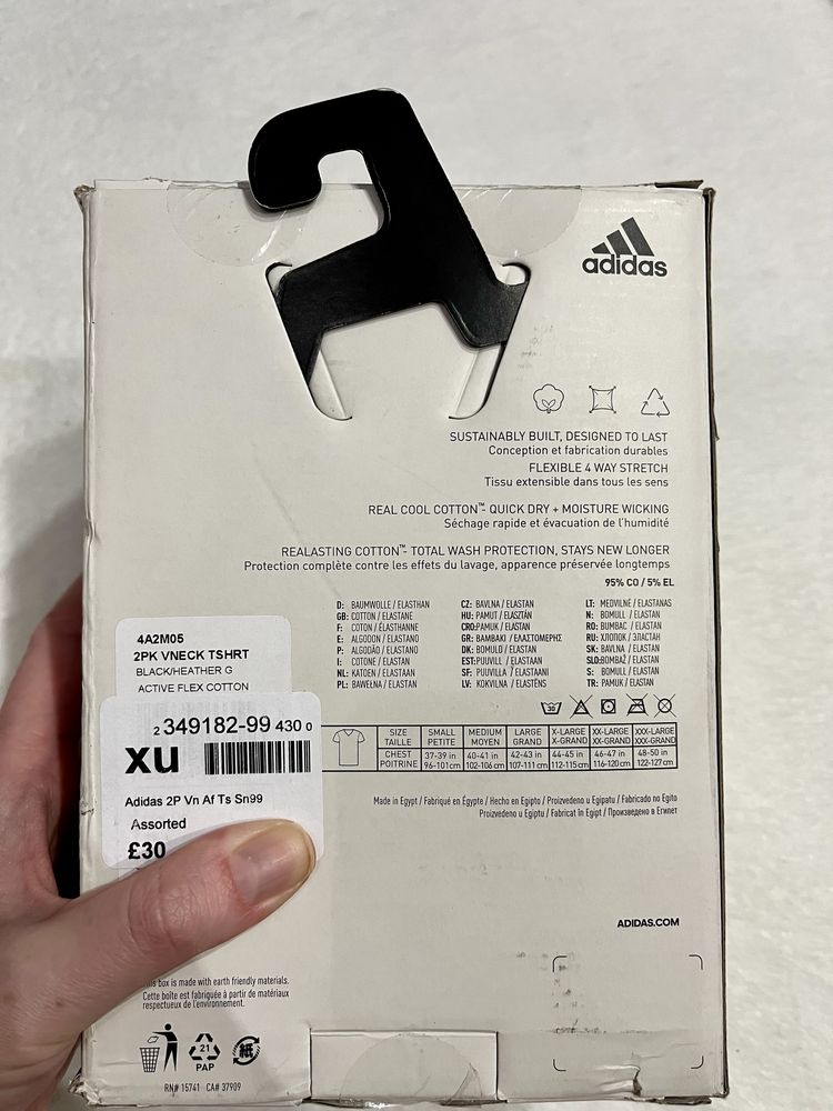 Nowy 2-pak męskich koszulek marki Adidas, rozmiar XL