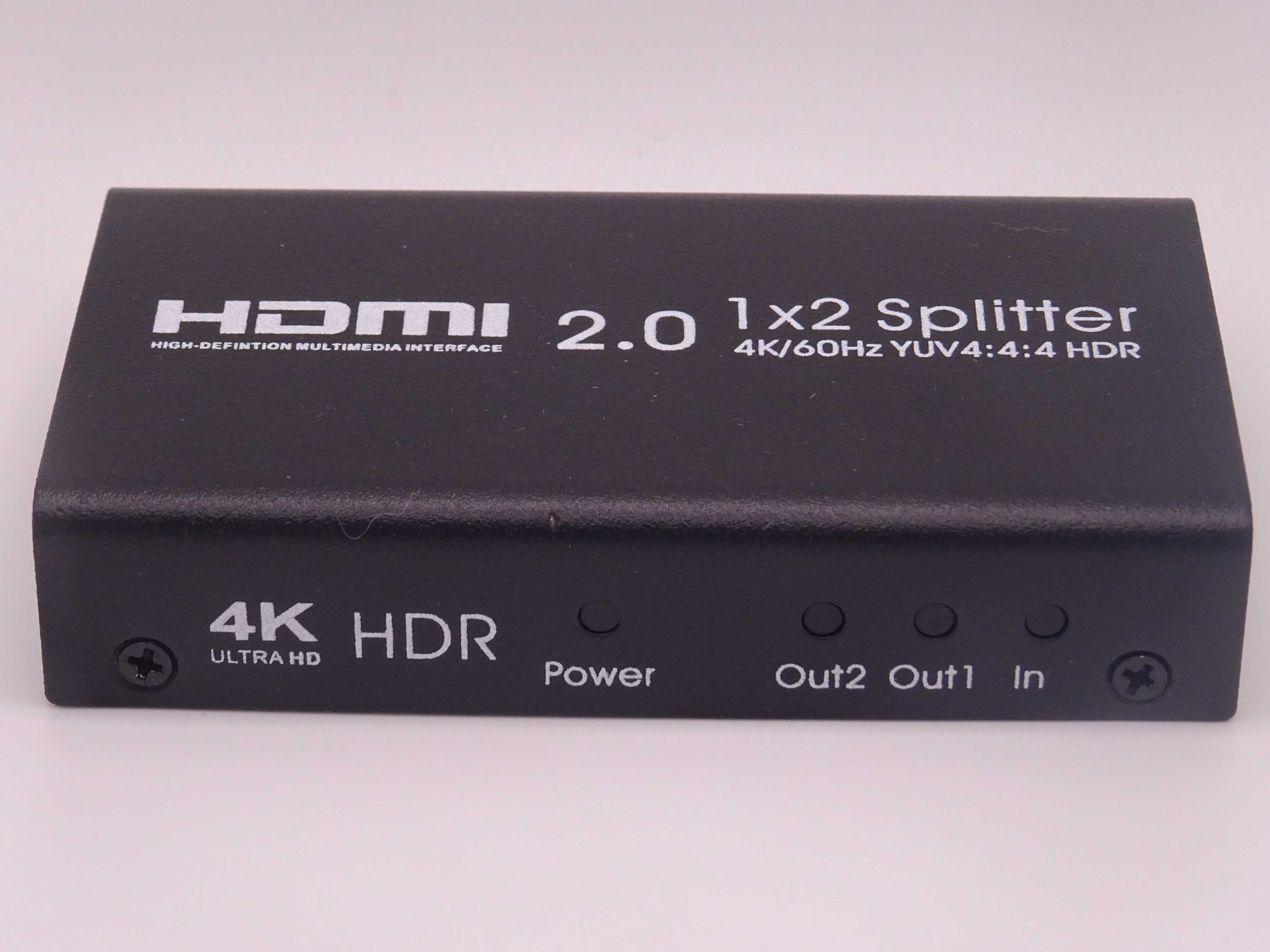 Rozgałęźnik, rozdzielacz HDMI 2.0 1X2 Splitter 4K/60Hz YUV4:4:$ HDR