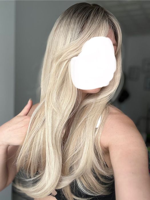 Peruka blond odrost z grzywką długa
