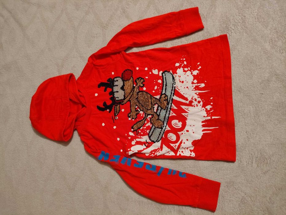 Cienka czerwona bluza świąteczna 116 cm