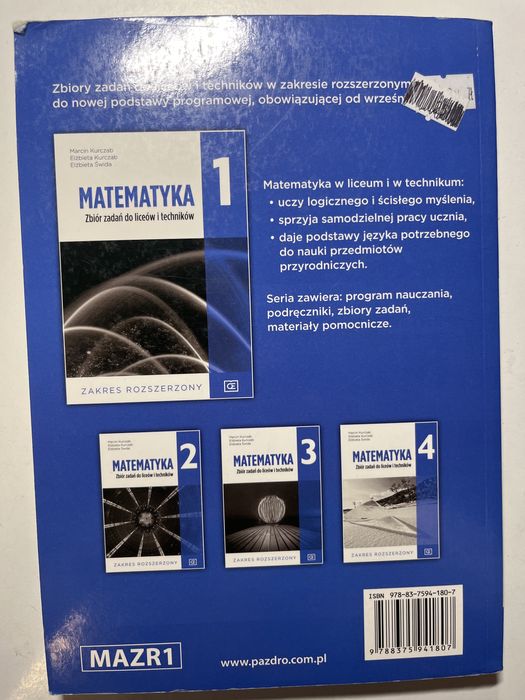 Podrecznik i zbior zadan z matematyki, klasa 1, wydawnictwo pazdro