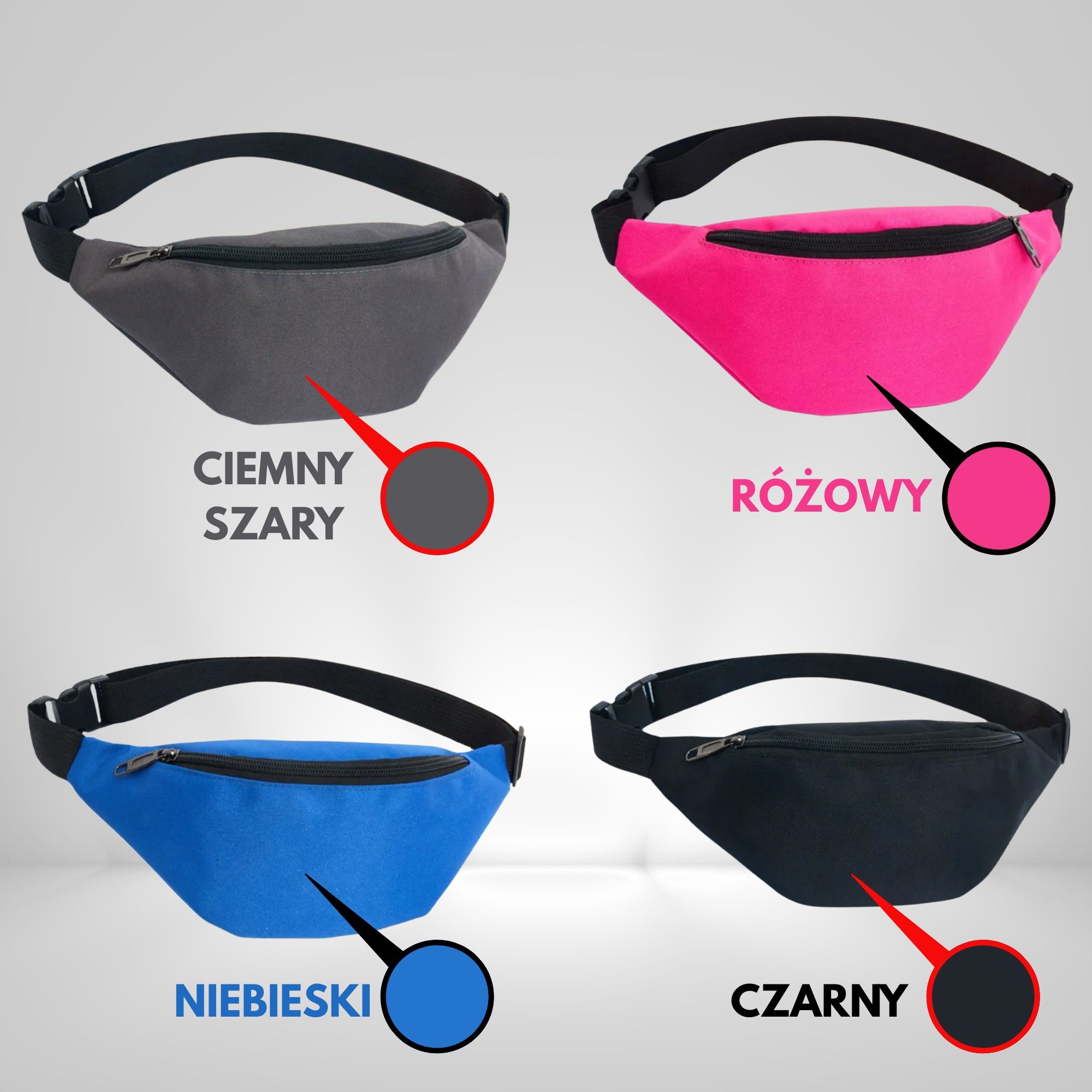 NERKA NA PAS SASZETKA NA RAMIĘ biodrówka sportowa wodoodporna czarna