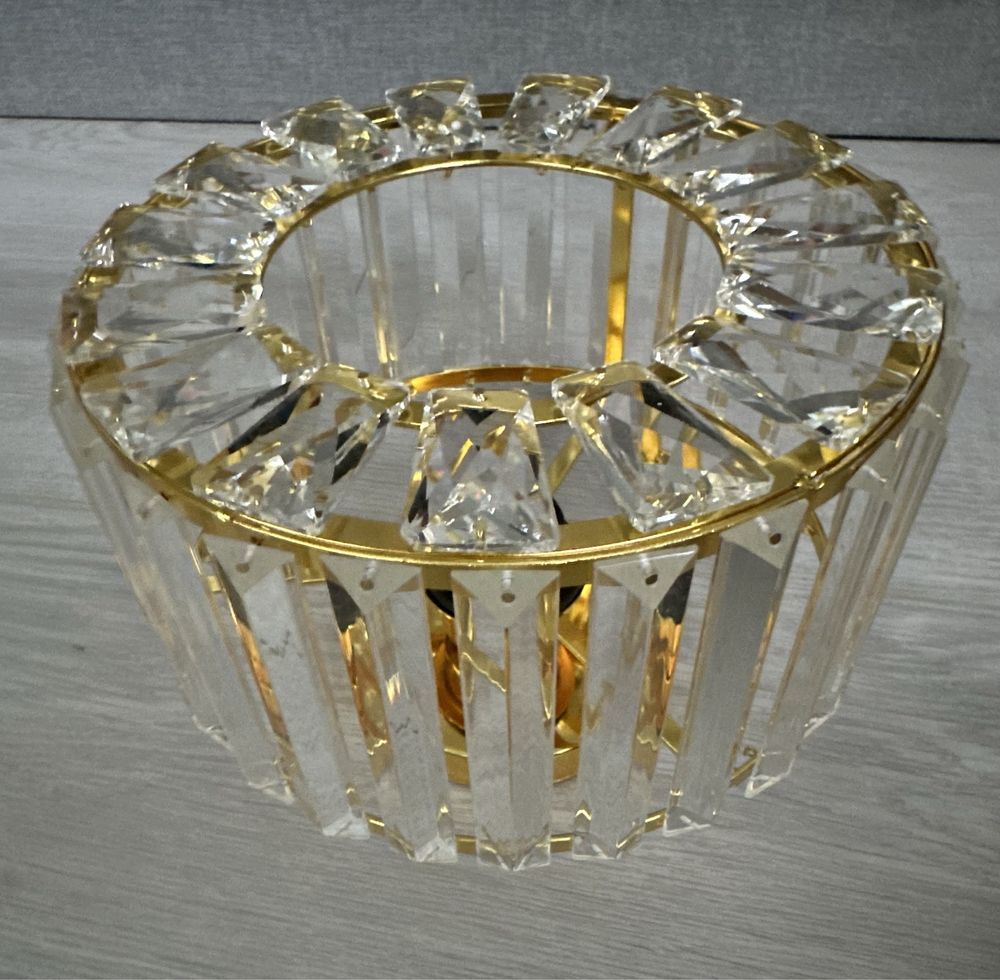 Złota Kryształowa Lampa Sufitowa Nowoczesna Okrągła 22cm