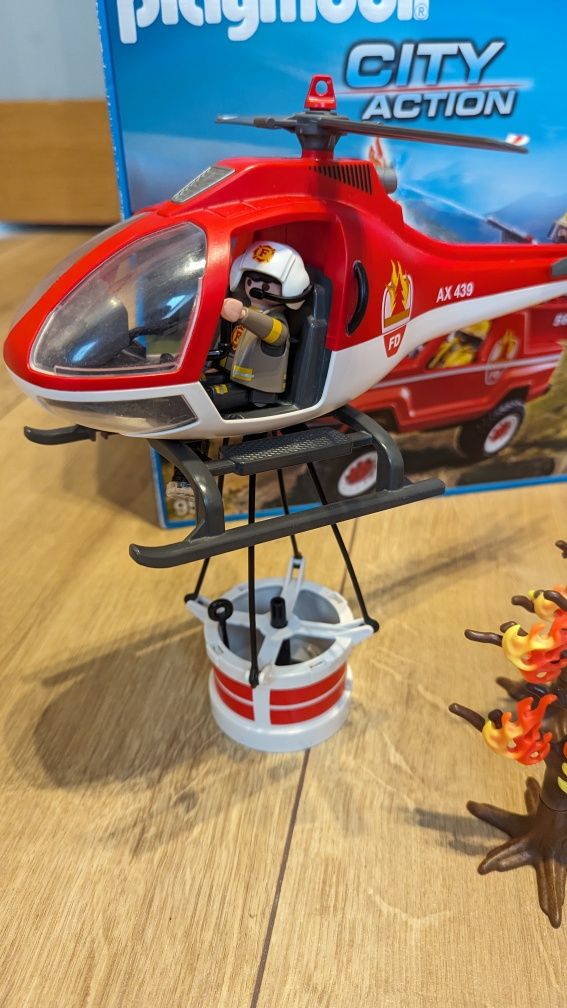 Zestaw klocki zabawek pożar straż helikopter Playmobil City Action 951