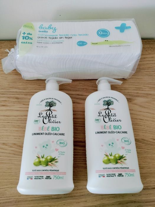 2 linimentos Le Petit Olivier 750ml + 200 compressas