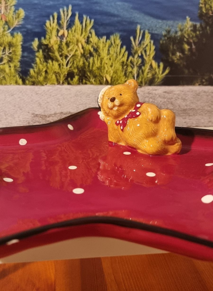 Talerz świąteczny Gwiazdka z misiem