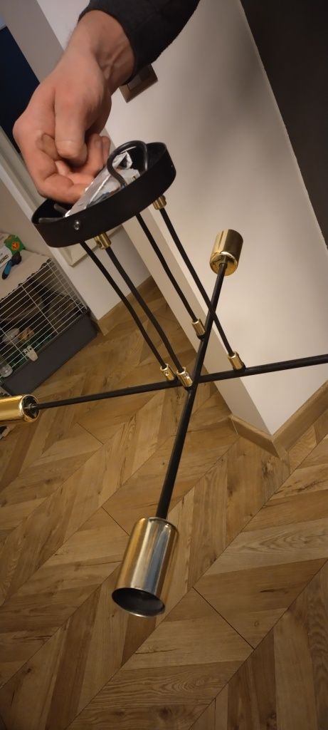 Żyrandol, wisząca lampa sufitowa loft, złota