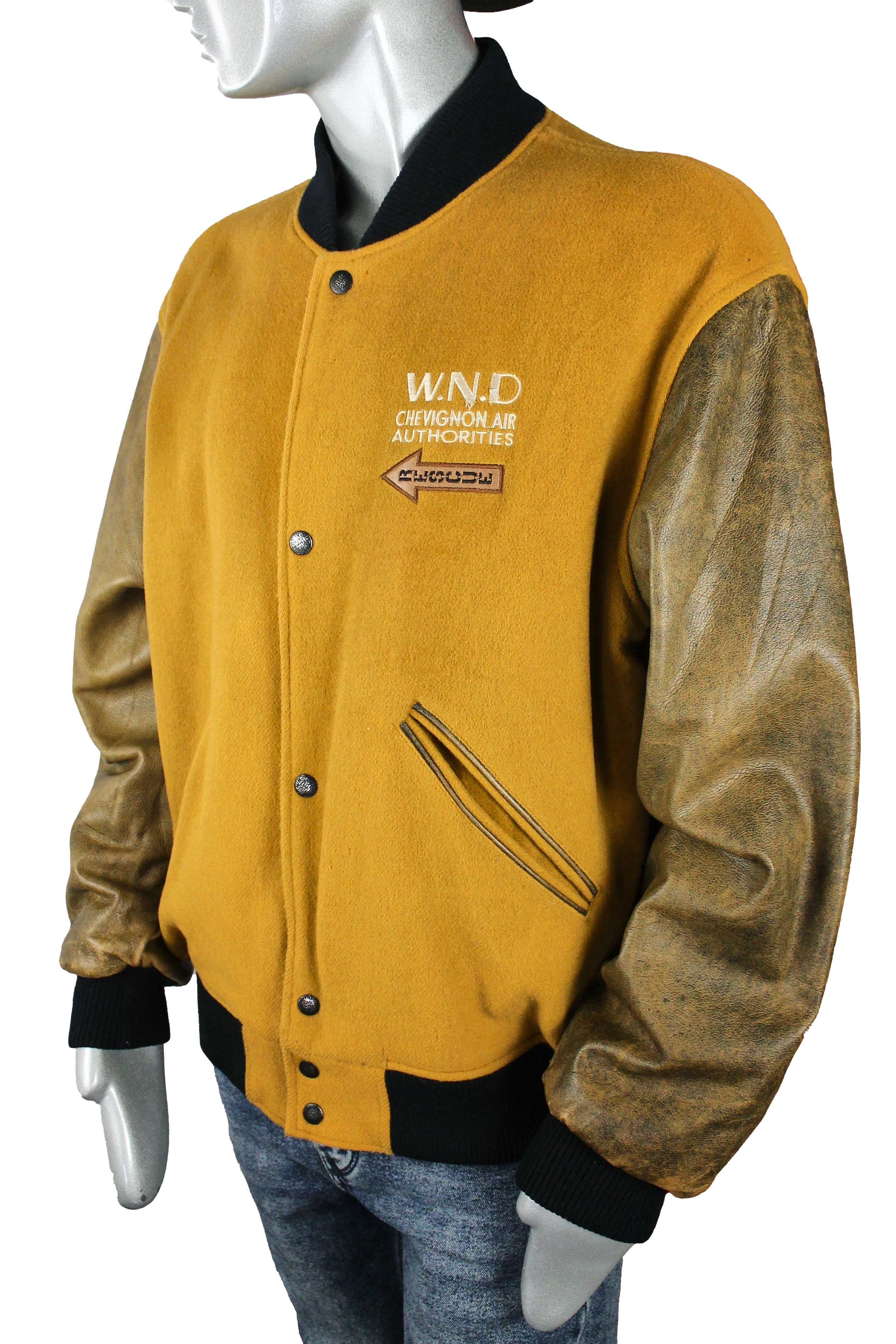 Сhevignon винтажная шерстяная куртка с кожаными рукавами, бомбер пилот