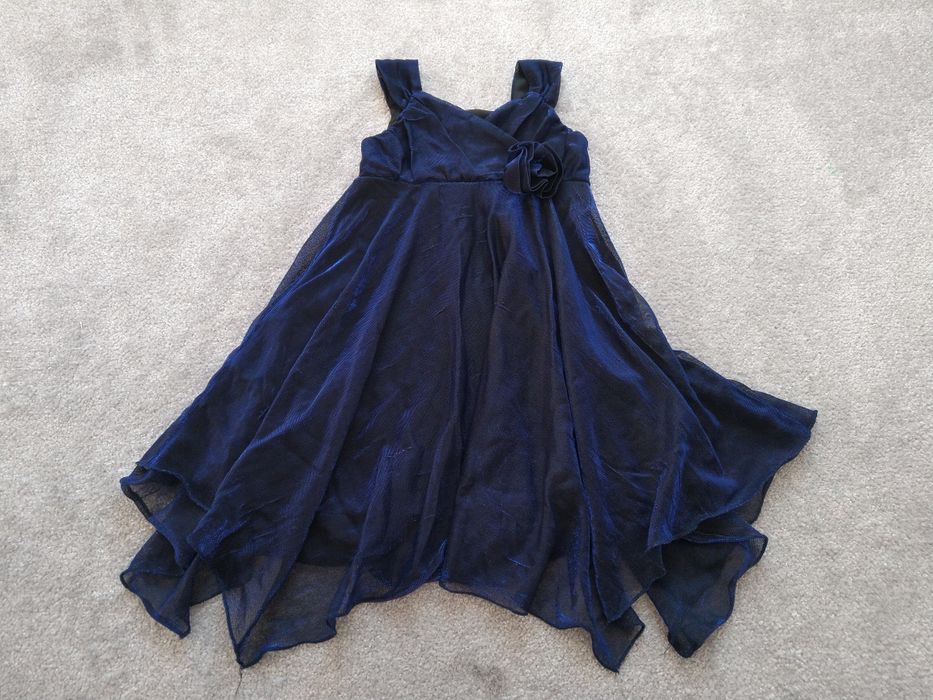 Sukienka 92 98 niebieska czarna chabrowa elegancka wizytowa balowa