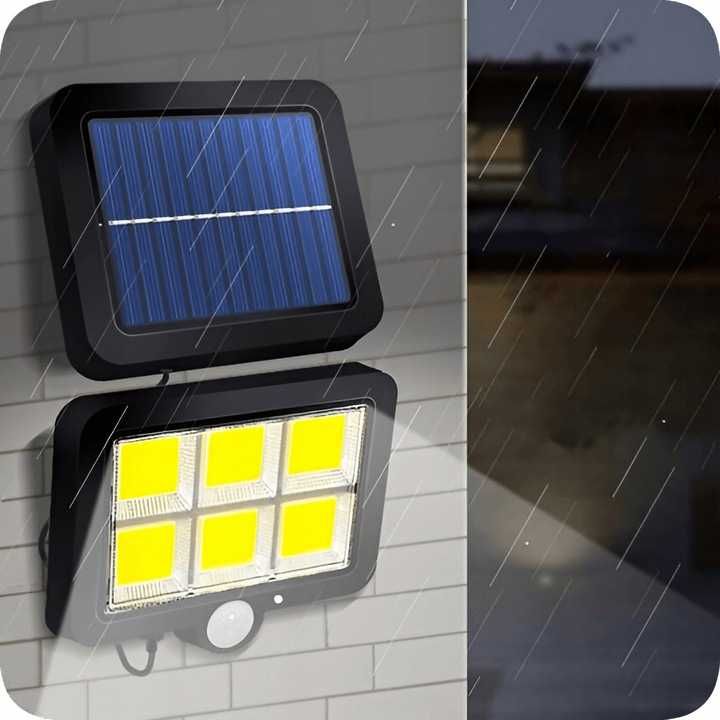 Lampa Solarna 120COB Czujnik Ruchu Zmierzchu Pilot na słońce