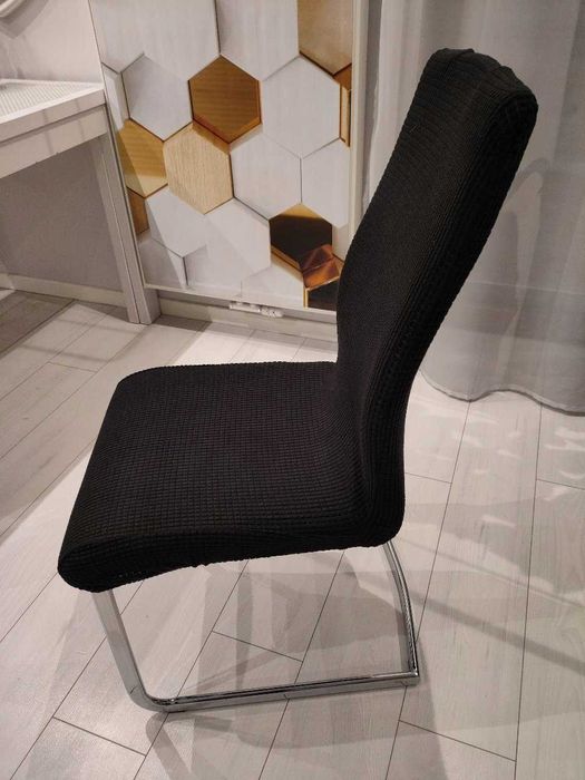 Zestaw 6szt Nowe Pokrowce Na Krzesło Uniwersalny Elastyczny Czarny