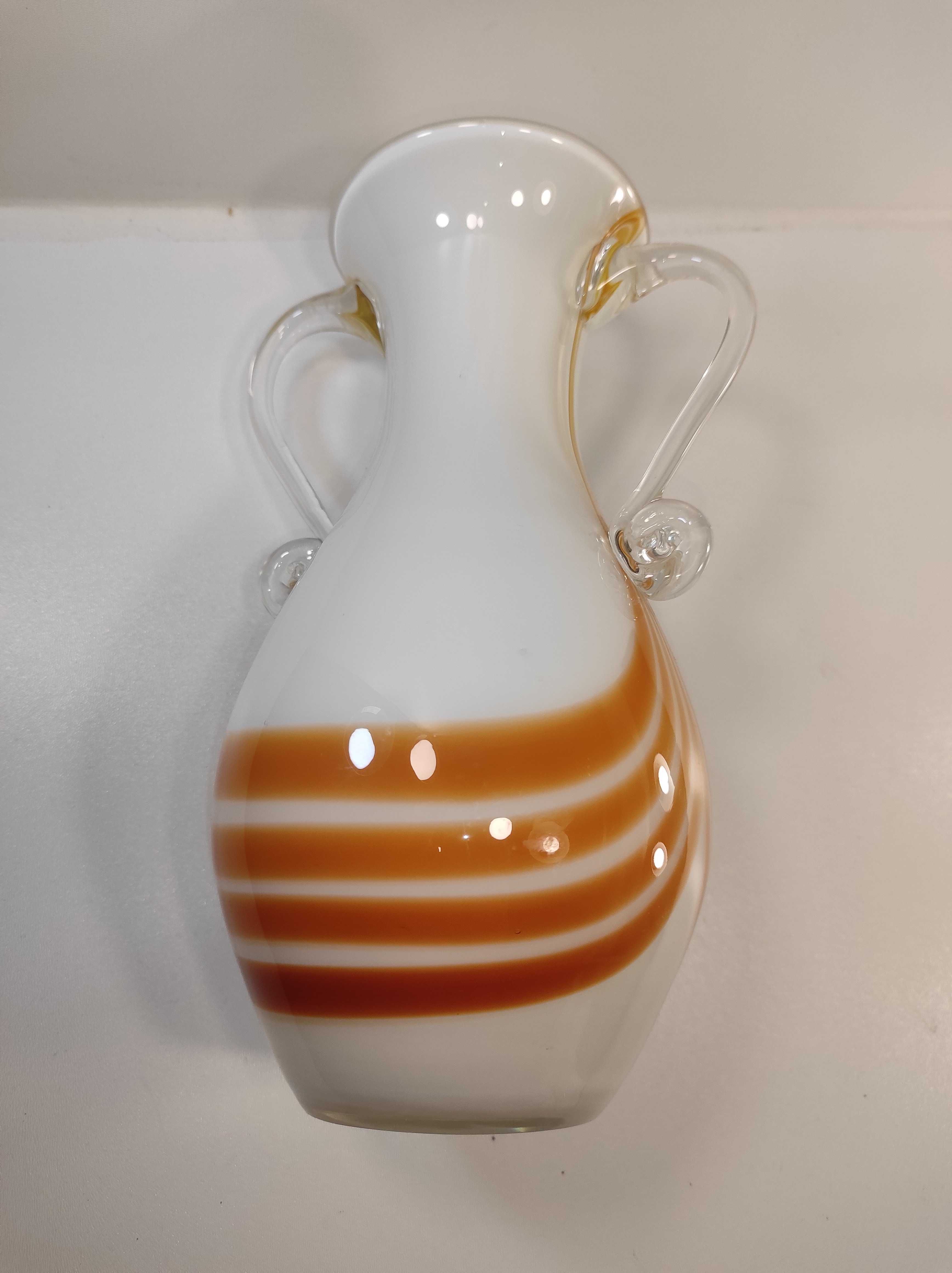 Wazon amfora szkło kolorowe Fiedorowicz HSG Ząbkowice 24cm  / PRL